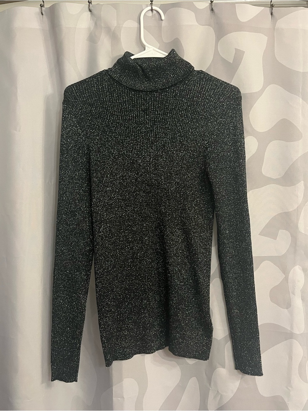 Express Black Metallic Long Sleeve Turtleneck Sweater